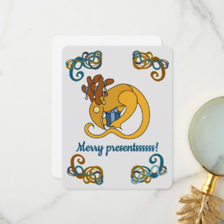 Reindeer bird with bells and presents Christmas Thank You Card