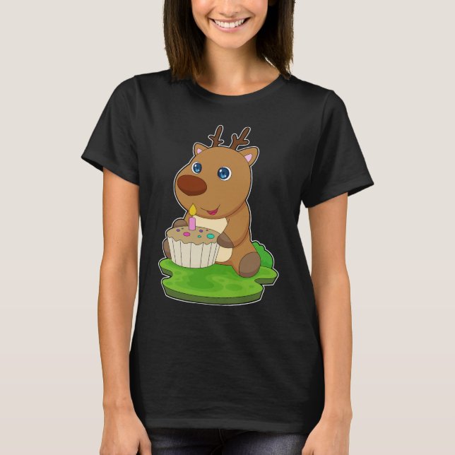 Reindeer Birthday Cake T-Shirt (Front)