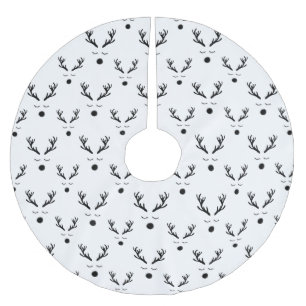Reindeer Black and White Pattern Brushed Polyester Tree Skirt