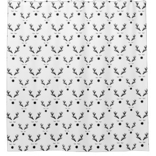 Reindeer Black and White Pattern Shower Curtain