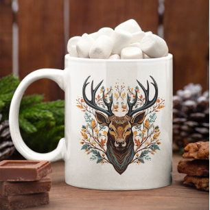 Reindeer Bohemian Style Watercolor  Coffee Mug