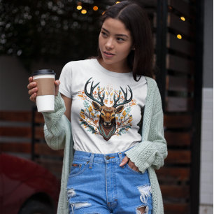 Reindeer Bohemian Style Watercolor T-Shirt