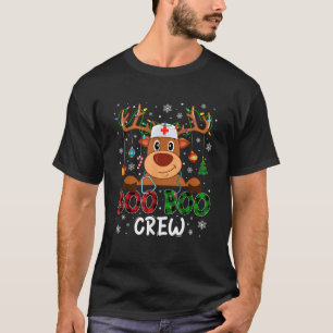 Reindeer Boo Boo Crew Nurse Buffalo Plaid Christma T-Shirt