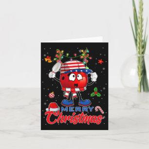 Reindeer Bowling Ball American Flag Christmas Tree Card
