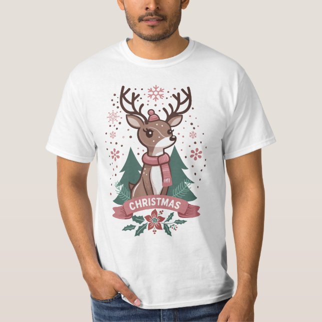 Reindeer Boy, Happy Christmas T-Shirt (Front)