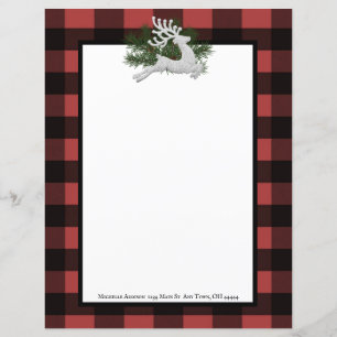 Reindeer Buffalo Plaid Stationery