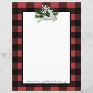 Reindeer Buffalo Plaid Stationery