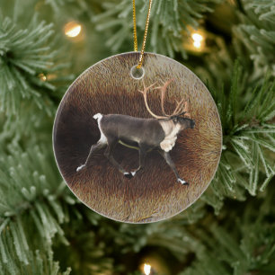Reindeer - Bull Caribou Ceramic Tree Decoration