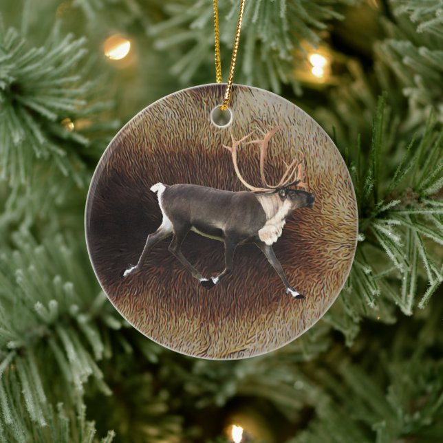 Reindeer - Bull Caribou Ceramic Tree Decoration (Tree)