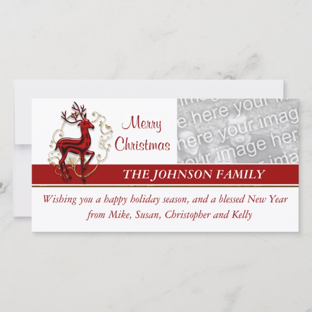 Reindeer business family photocard holiday card (Front)