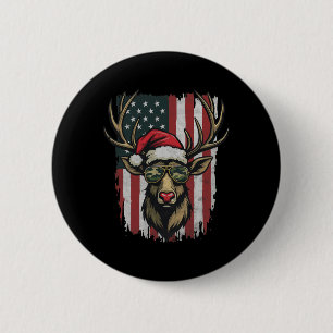 Reindeer Camo American Flag Christmas Pajama X-mas 6 Cm Round Badge