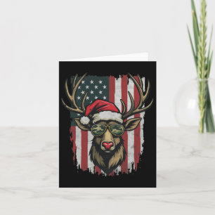 Reindeer Camo American Flag Christmas Pajama X-mas Card