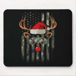 Reindeer Camo American Flag Christmas Pajama X-mas Mouse Mat