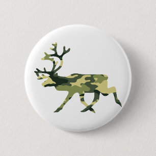 Reindeer / Caribou Woodland Camouflage / Camo 6 Cm Round Badge