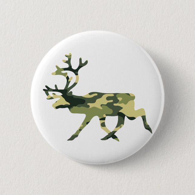 Reindeer / Caribou Woodland Camouflage / Camo 6 Cm Round Badge (Front)
