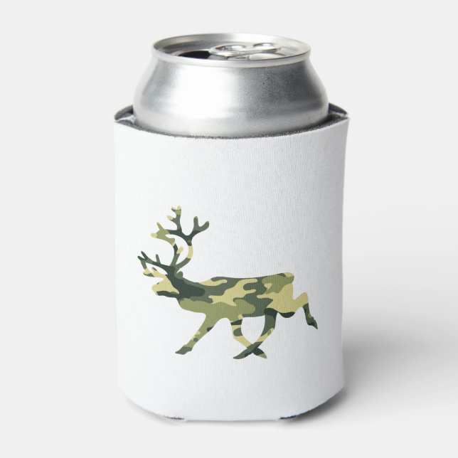 Reindeer / Caribou Woodland Camouflage / Camo Can Cooler (Can Front)