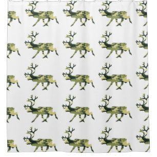 Reindeer / Caribou Woodland Camouflage / Camo Shower Curtain