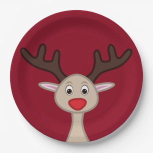 Reindeer cartoon character paper plate