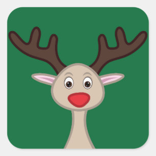 Reindeer cartoon character square sticker
