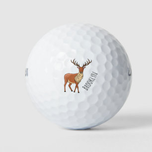 Reindeer cartoon illustration golf balls