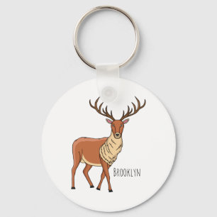 Reindeer cartoon illustration key ring