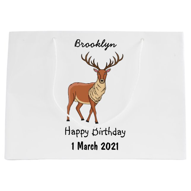 Reindeer cartoon illustration large gift bag (Front)