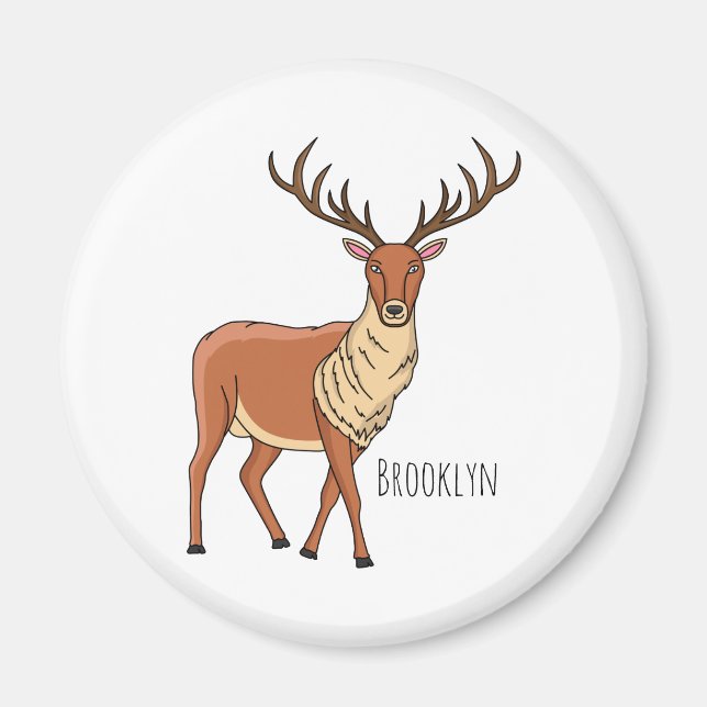 Reindeer cartoon illustration magnet (Front)