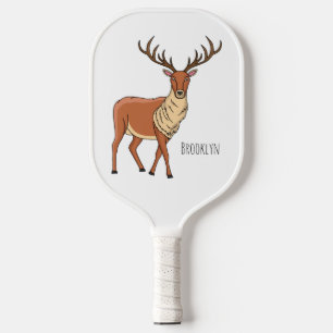 Reindeer cartoon illustration  pickleball paddle