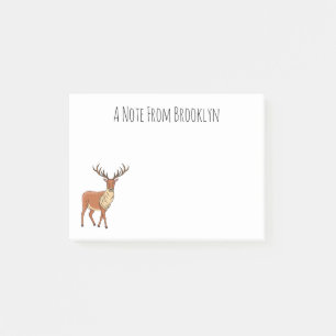 Reindeer cartoon illustration post-it notes