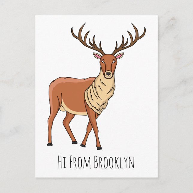 Reindeer cartoon illustration postcard (Front)