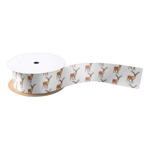 Reindeer cartoon illustration satin ribbon