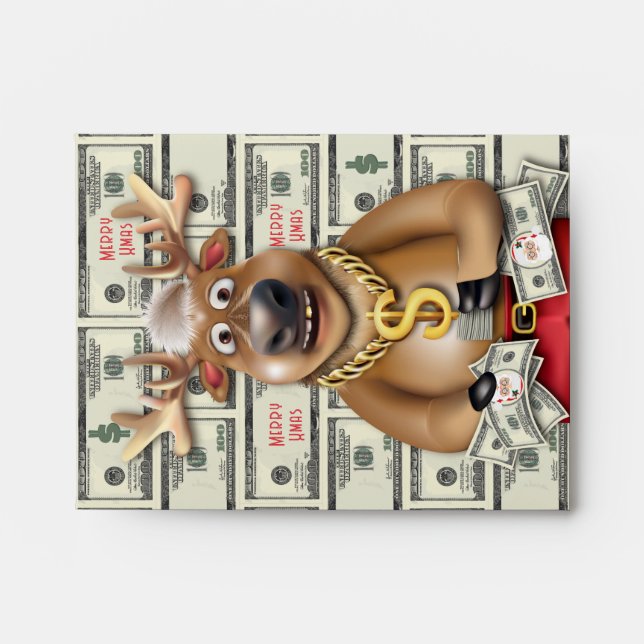 Reindeer Cash Money Christmas Envelope (Front)