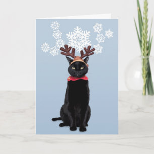 Reindeer Cat Brings Joy Holiday Card