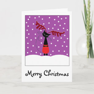 Reindeer Cat Christmas Holiday Card