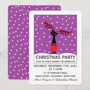 Reindeer Cat Christmas Party Invitation