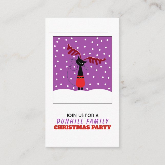 Reindeer Cat, Christmas Party Ticket Invitation (Front)