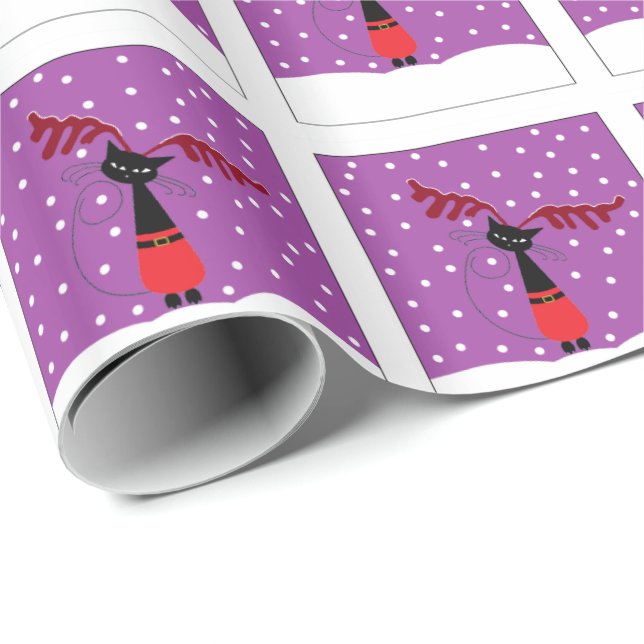 Reindeer Cat Christmas Wrapping Paper (Roll Corner)