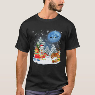 Reindeer Cat Santa Christmas Light Cat Mum Cat Dad T-Shirt