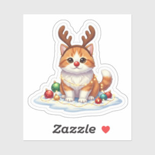 Reindeer Cat with Red Nose Rudolph Style Christmas