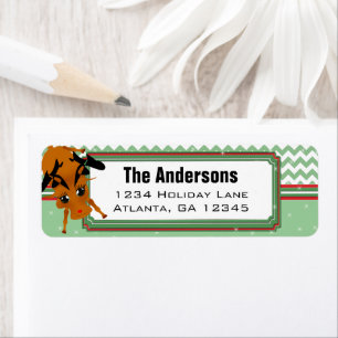 Reindeer Chevron ZigZag Christmas Return Address