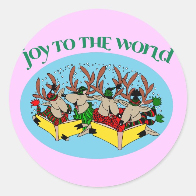 Reindeer Choir - Joy to the World Classic Round Sticker (Front)