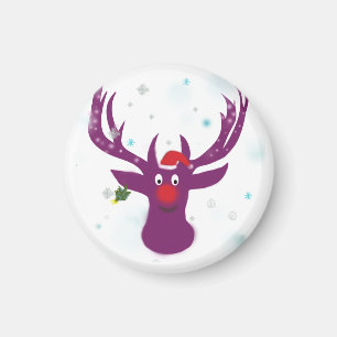 Reindeer Chrismas Small, 3.2 Cm Round Magnet