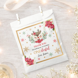 Reindeer Christmas 1st Birthday Red Winter Deer Favour Bags