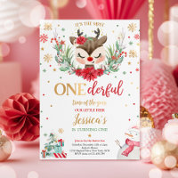 Reindeer Christmas 1st Birthday Red Winter Deer