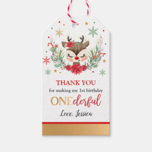 Reindeer Christmas 1st Birthday Winter Deer Favour Gift Tags