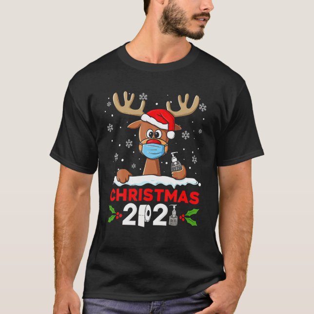 Reindeer Christmas 2021 Funny Xmas T-Shirt (Front)