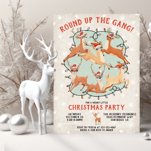 Reindeer Christmas adult or kids holiday party Invitation