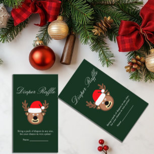 Reindeer Christmas Baby Shower Diaper Raffle Card