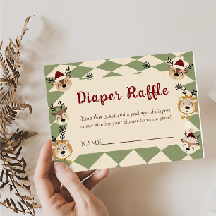 Reindeer Christmas Baby Shower Diaper Raffle Enclosure Card