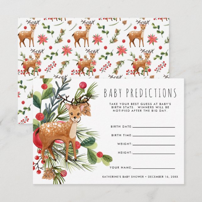 Reindeer | Christmas Baby Shower Guessing Game Invitation (Front/Back)